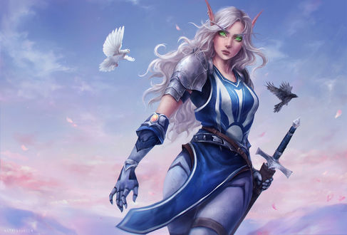 Обои на рабочий стол Anniela-Blood elf / Анниела-Эльф крови из игры World of Warcraft / Мир военного ремесла, by Astri Lohne