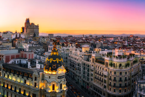 Обои на рабочий стол Madrid: Sunset Panorama / Мадрид, панорама заката. Фотограф Nico Trinkhaus