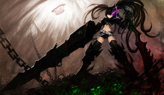 Обои на рабочий стол Black Rock Shooter / Стрелок Черной Скалы из одноименного аниме, автор Zhuore Zhihen