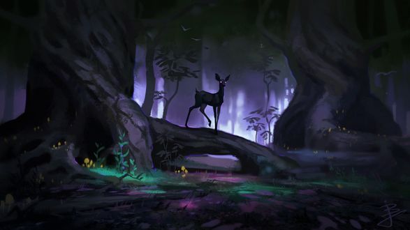 Обои на рабочий стол Олененок в лесу, by BaukjeSpirit