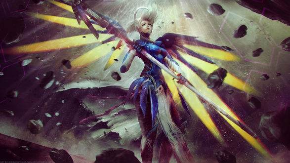 Обои на рабочий стол Mercy / Ангел / Ангела Циглер из игры Overwatch / Дозор, by Eddy-Shinjuku