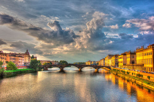 Обои на рабочий стол Мост на озере во Florence / Флоренции. Фотограф Aviv Osterman