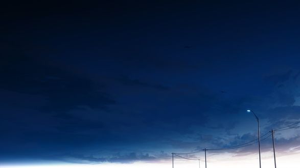 Обои на рабочий стол Городское освещение и телеграфные столбы на фоне неба, by Y_Y