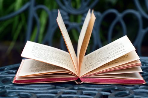 Обои на рабочий стол Открытая книга на железной решетке
