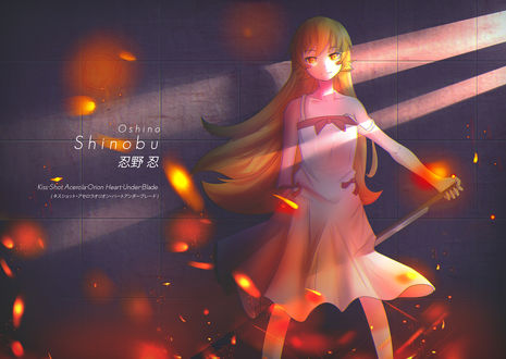Обои на рабочий стол Oshino Shinobu / Осино Синобу из аниме Bakemonogatari / Истории монстров, by Kyokazu