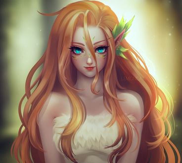 Обои на рабочий стол Девушка - эльф с голубыми глазами, by YellowLemonCat