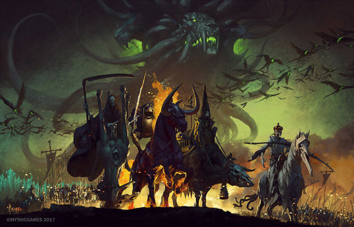 Обои на рабочий стол Four Horsemen of the Apocalypse / Четыре всадника Апокалипсиса, by Bayard Wu