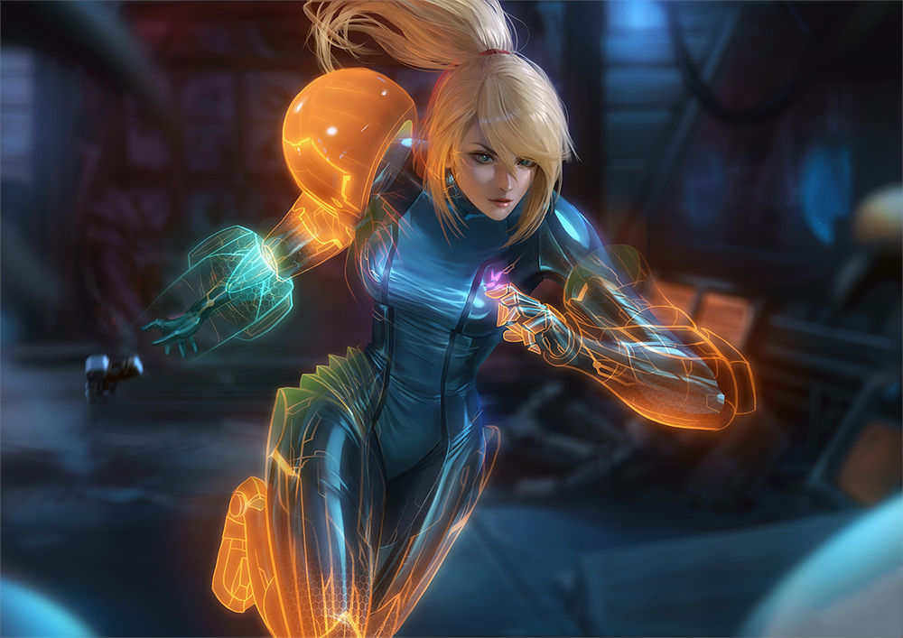 Обои для рабочего стола Samus Aran / Самус Аран из игры Metroid, by raikoart