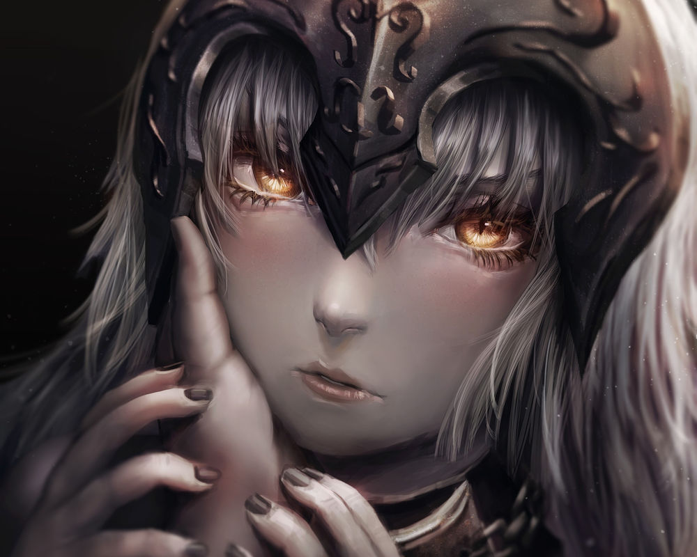 Обои на рабочий стол Jeanne dArc / Жанна дАрк / Jeanne Alter / Альтер-Жанна,  из игры Fate / Grand Order, by artofkuzu, обои для рабочего стола, скачать  обои, обои бесплатно