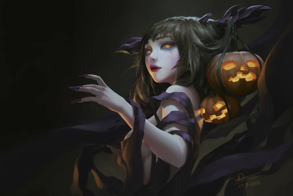 Обои для рабочего стола Ms Halloween / Госпожа Хэллоуин, by Dao Le Trong