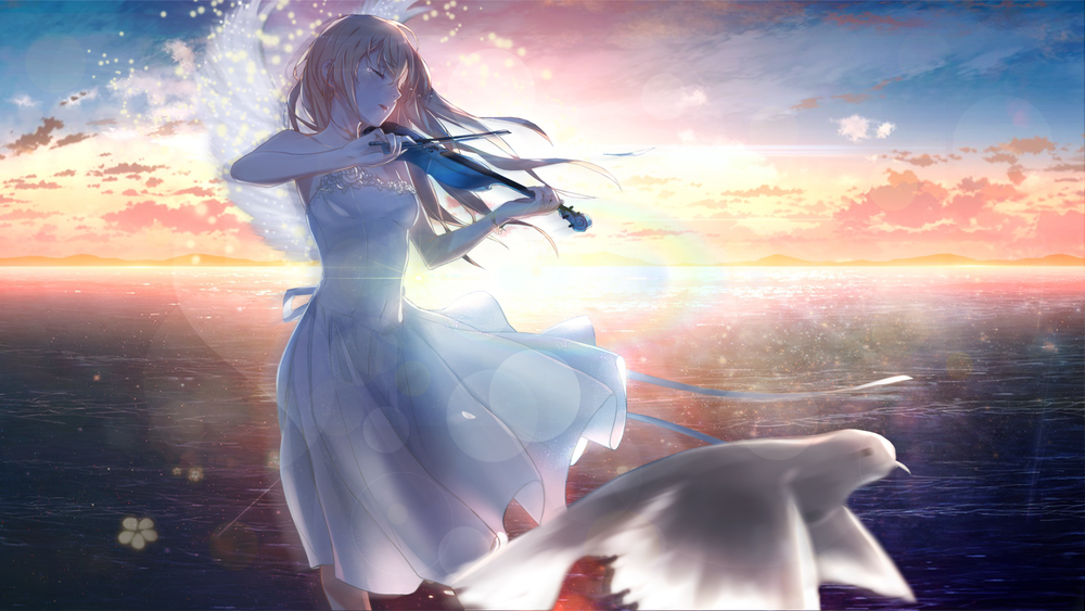 Обои для рабочего стола Kaori Miyazono / Каори Миязоно из аниме Shigatsu wa Kimi no Uso / Твоя апрельская ложь, by astro-pimp