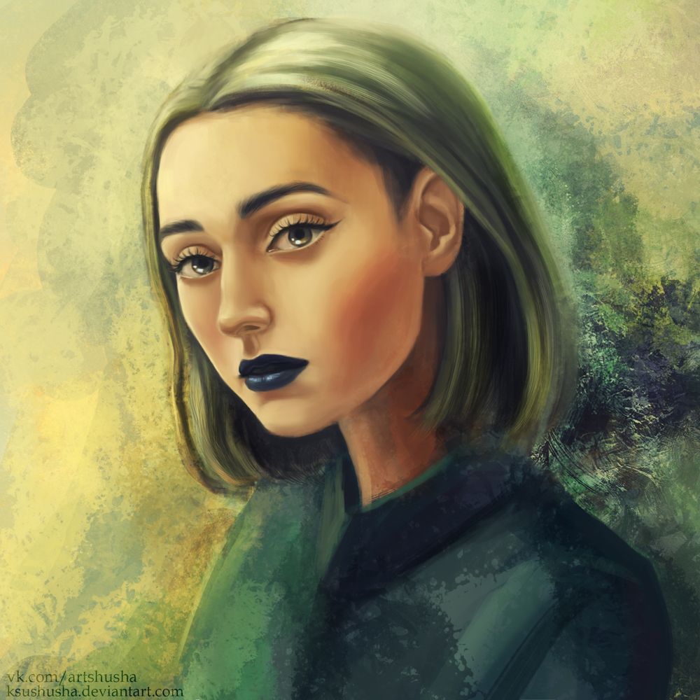 Обои для рабочего стола Портрет девушки с синими губами, by KsuShusha