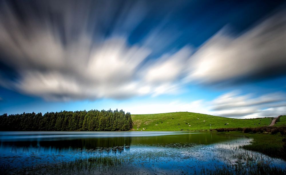 Обои для рабочего стола Azores, Portugal, Lagoon / Азорские острова, Португалия, лагуна Сан-Брас, фотограф Jorge Feteira