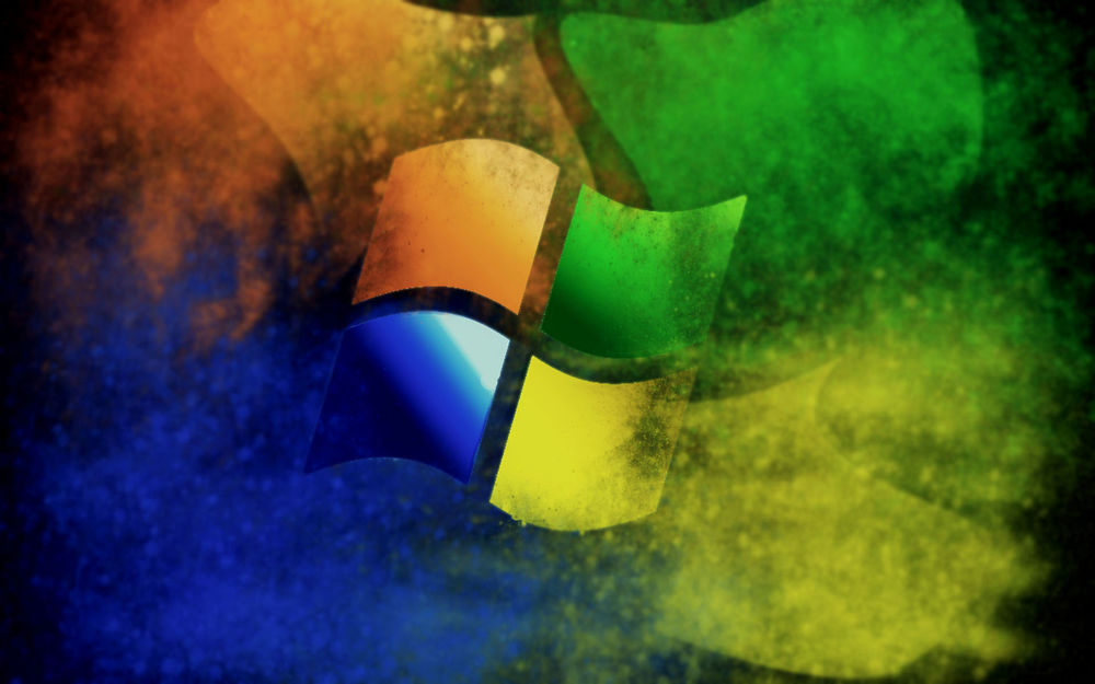 Обои для рабочего стола Логотип ОС Windows на разноцветном фоне абстракции