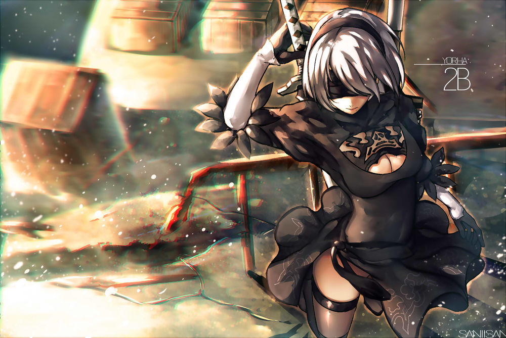 Обои для рабочего стола YoRHa №2 тип B из игры NieR: Automata, by SaniiSan