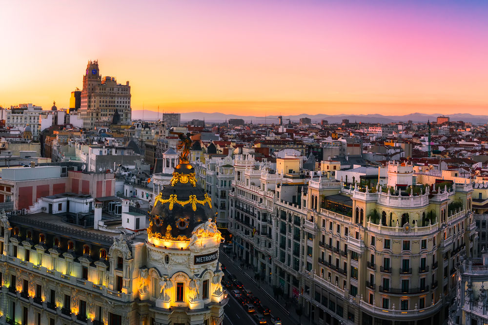 Обои для рабочего стола Madrid: Sunset Panorama / Мадрид, панорама заката. Фотограф Nico Trinkhaus