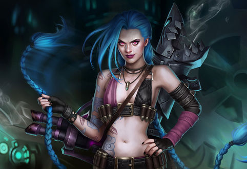 Обои на рабочий стол Jinx / Джинкс из игры League of Legends / Лига Легенд, by fdasuarez