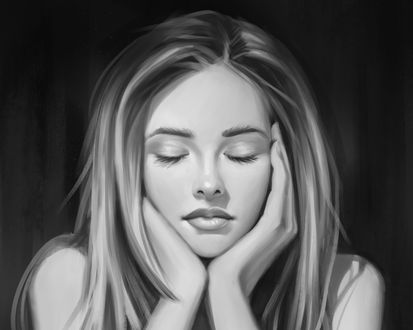 Обои на рабочий стол Девушка с закрытыми глазами, by Justb1aze