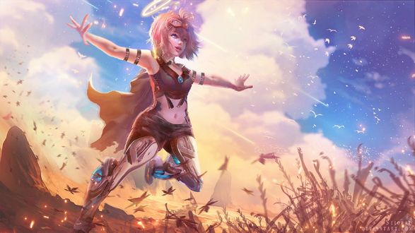Обои на рабочий стол Jessie Bird Simmons / Джесси Птица Симмонс из игры Overwatch / Дозор, by Seiorai