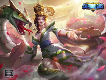 Обои на рабочий стол Маг Snake lady / Леди-змея из игры Dungeon Hunter Champions, by exia xiaotong
