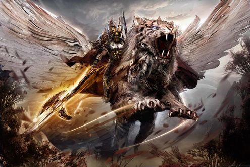 Обои на рабочий стол Бог Ares&Tiger of War / Арес и Тигр Войны, by Joseph C-Knight