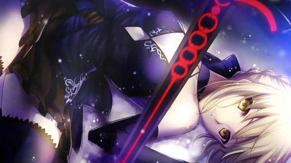 Обои на рабочий стол Сейбер Альтер / Saber Alter / Dark Saber из визуальной новеллы Fate / stay night