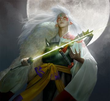 Обои на рабочий стол Sesshomaru / Сесшомару из аниме InuYasha / Инуяша, by Sangsoo Jeong