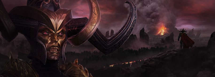 Обои на рабочий стол Malekith / Малекит- владыка темных эльфов, арт к игре Total War: Warhammer, by Guillem H. Pongiluppi
