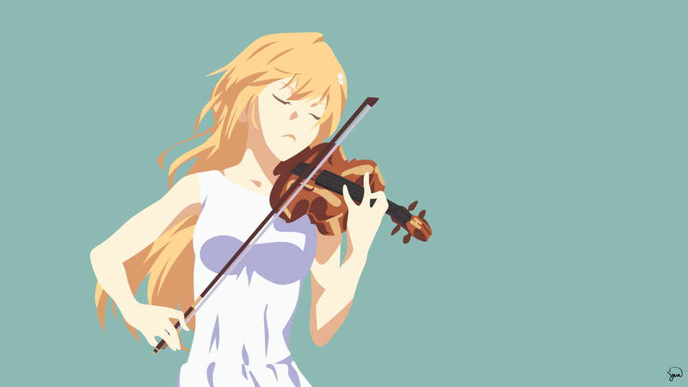 Обои для рабочего стола Kaori Miyazono / Каори Миязоно из аниме Shigatsu wa Kimi no Uso / Твоя апрельская ложь, by greenmapple17