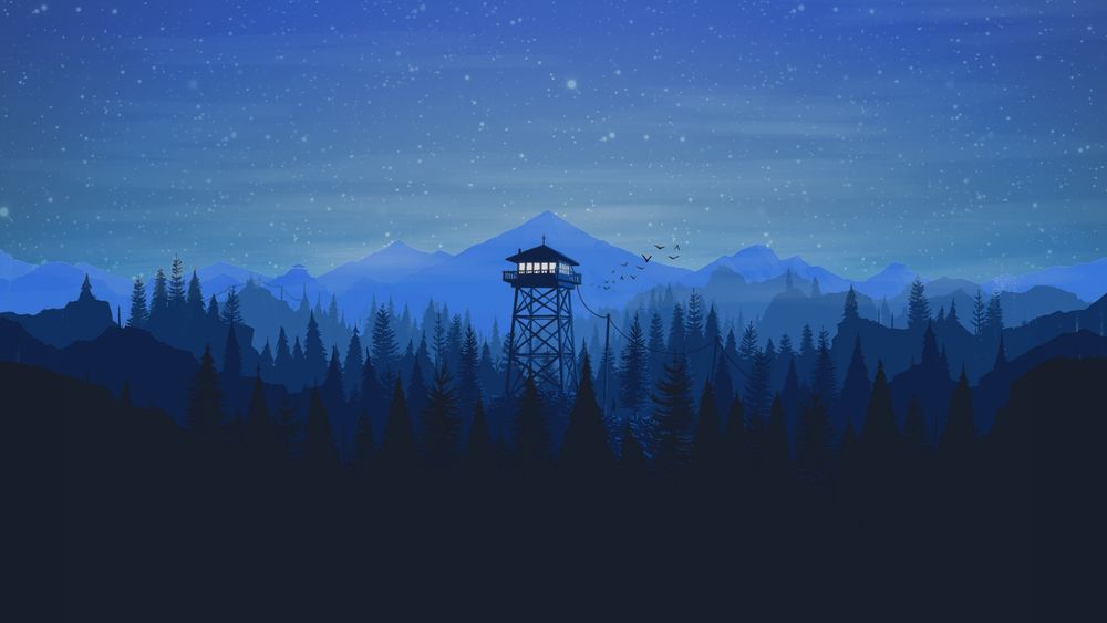 Обои для рабочего стола Ночной пейзаж из игры Firewatch