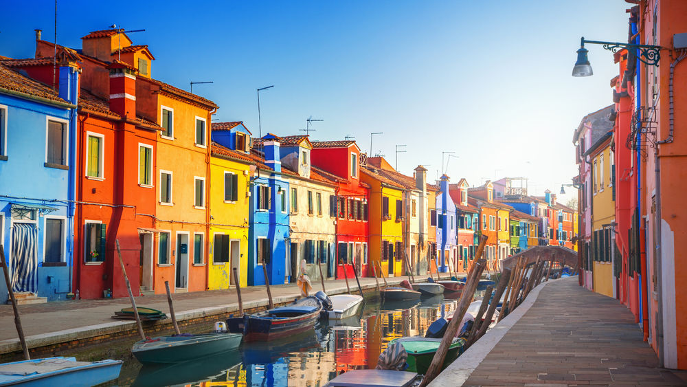 Обои для рабочего стола Разноцветные дома в квартале Бурано, Венеция / Burano, Venice