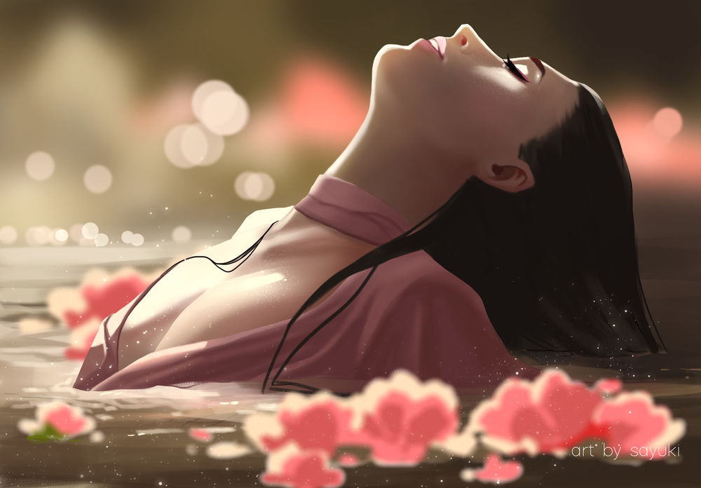 Обои для рабочего стола Девушка в воде, by Sayuki-Art