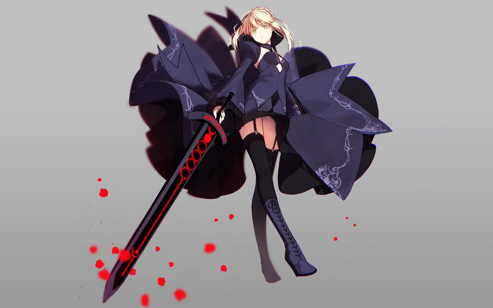 Обои для рабочего стола Сейбер Альтер / Saber Alter / Dark Saber из визуальной новеллы Fate / stay night