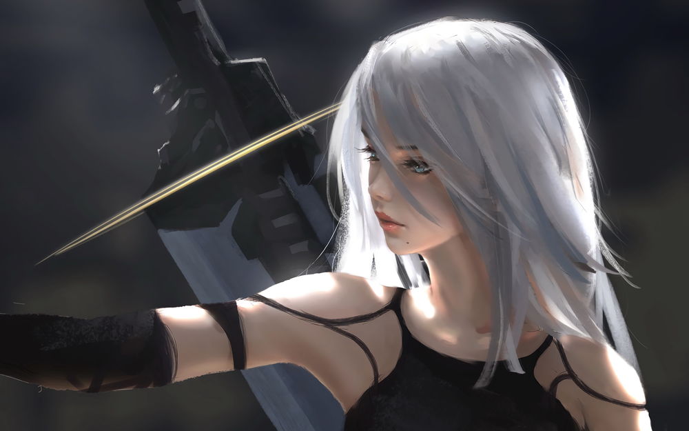 Обои для рабочего стола YoRHa №2 Type A из игры NieR: Automata, by wlop