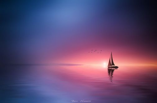 Обои на рабочий стол Парусник на воде, фотограф Bess Hamiti
