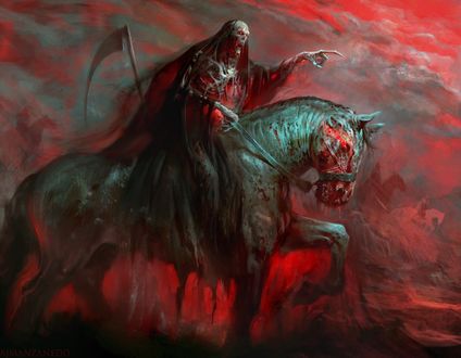 Обои на рабочий стол Death on the Pale Horse / Смерть на бледном коне, by Antonio J. Manzanedo