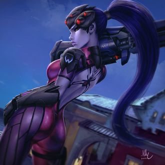 Обои на рабочий стол Widowmaker / Роковая Вдова / Amelie Lacroix / Амели Лакруа из игры Overwatch / Дозор, by Sciamano240