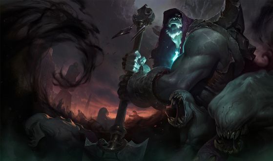 Обои на рабочий стол Yorick-the Shepherd of Souls / Йорик-Пастырь душ из игры League of Legends / Лига Легенд, by Victor Maury