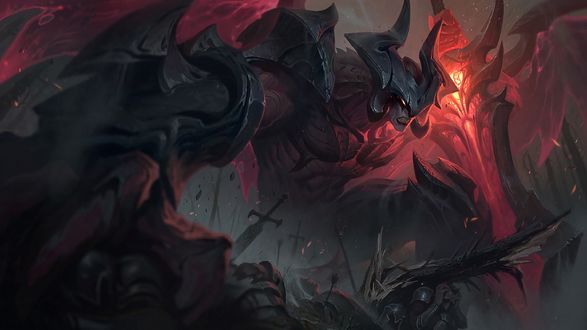 Обои на рабочий стол Падший бог-воин Aatrox / Аатрокс из игры League of Legends / Лига Легенд, by Victor Maury