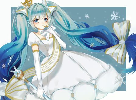 Обои на рабочий стол Vocaloid Hatsune Miku / вокалоид Хатсуне Мику в образе снежной принцессы