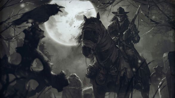 Обои на рабочий стол The Bounty Hunter / Охотник за головами на коне из одноименного комикса, by Denys Tsiperko