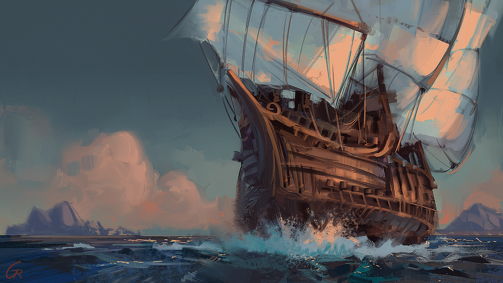 Обои для рабочего стола Парусник на воде, by RobertoGatto