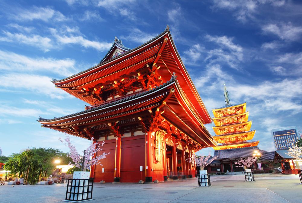 Обои для рабочего стола Asakusa Kannon Temple / Храм Асакуса с пагодой в Tokyo / Токио, Japan / Япония