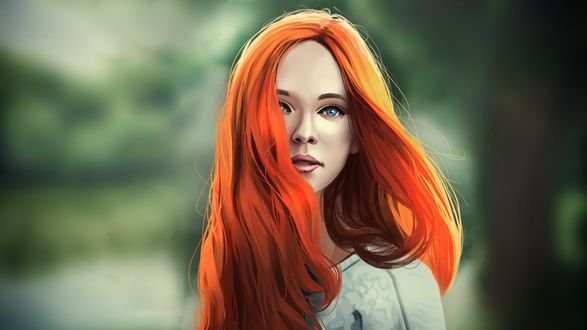 Обои на рабочий стол Девушка с рыжими волосами, by Andy Gruning