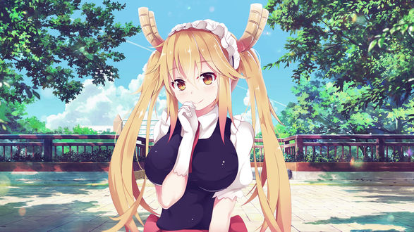 Обои на рабочий стол Tooru / Тору из аниме Kobayashi-san Chi no Maid Dragon / Дракон-горничная Кобаяши, by Xroulen