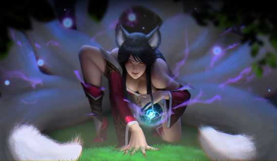 Обои на рабочий стол Ahri / Ари из игры League of Legends / Лига Легенд, by marriage