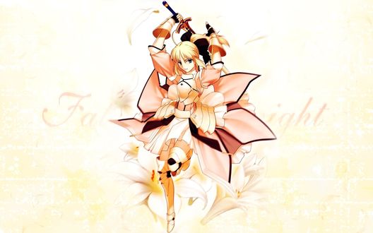 Обои на рабочий стол Сэйбер Лили / Сейбер Лилия / Saber Lily, персонаж компьютерных игр Fate / unlimited codes и Fate / Grand Order