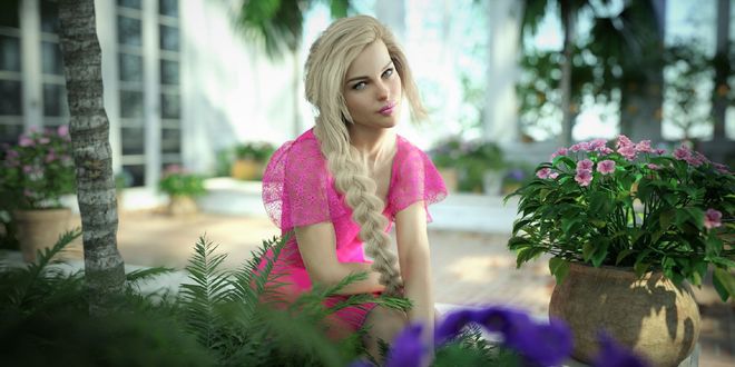 Обои на рабочий стол Девушка Rachel in her winter garden / Рейчел в своем зимнем саду, by Dahri Al Ghul