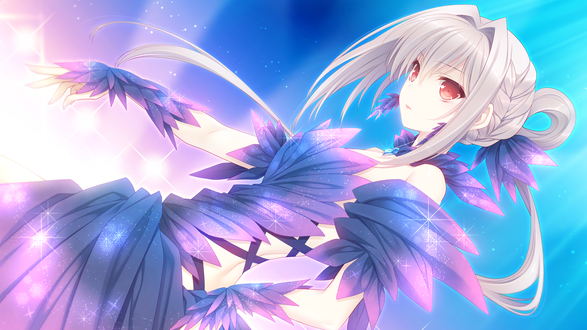 Обои на рабочий стол Сайка Сакуракодзи / Sakurakouji Saika из визуальной новеллы Tsuki ni Yorisou Otome no Sahou 2, в красивом женском наряде