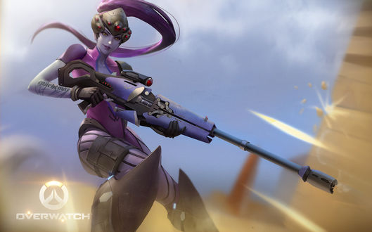 Обои на рабочий стол Widowmaker / Роковая Вдова, арт к игре Overwatch / Дозор, by marriage
